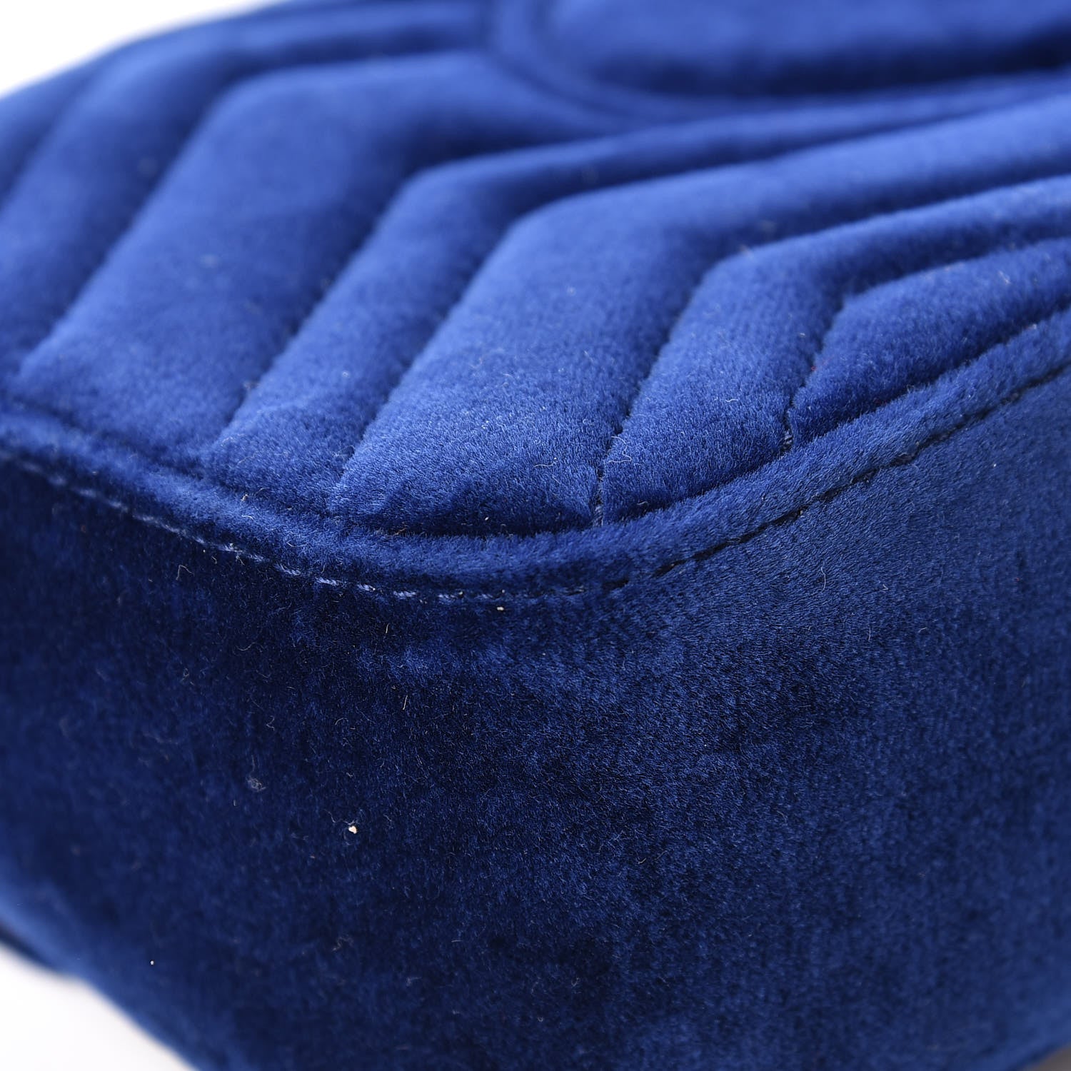 Gucci Velvet Matelasse Mini GG Marmont Shoulder Bag Cobalt Blue 12 of 12
