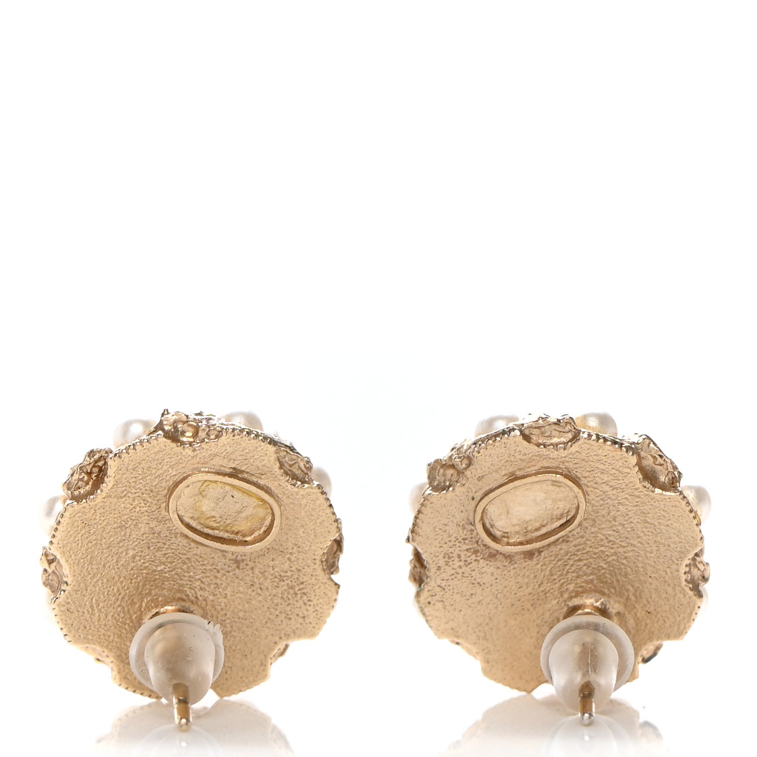 Chanel Pearl CC Round Earrings Light Gold 4 of 4