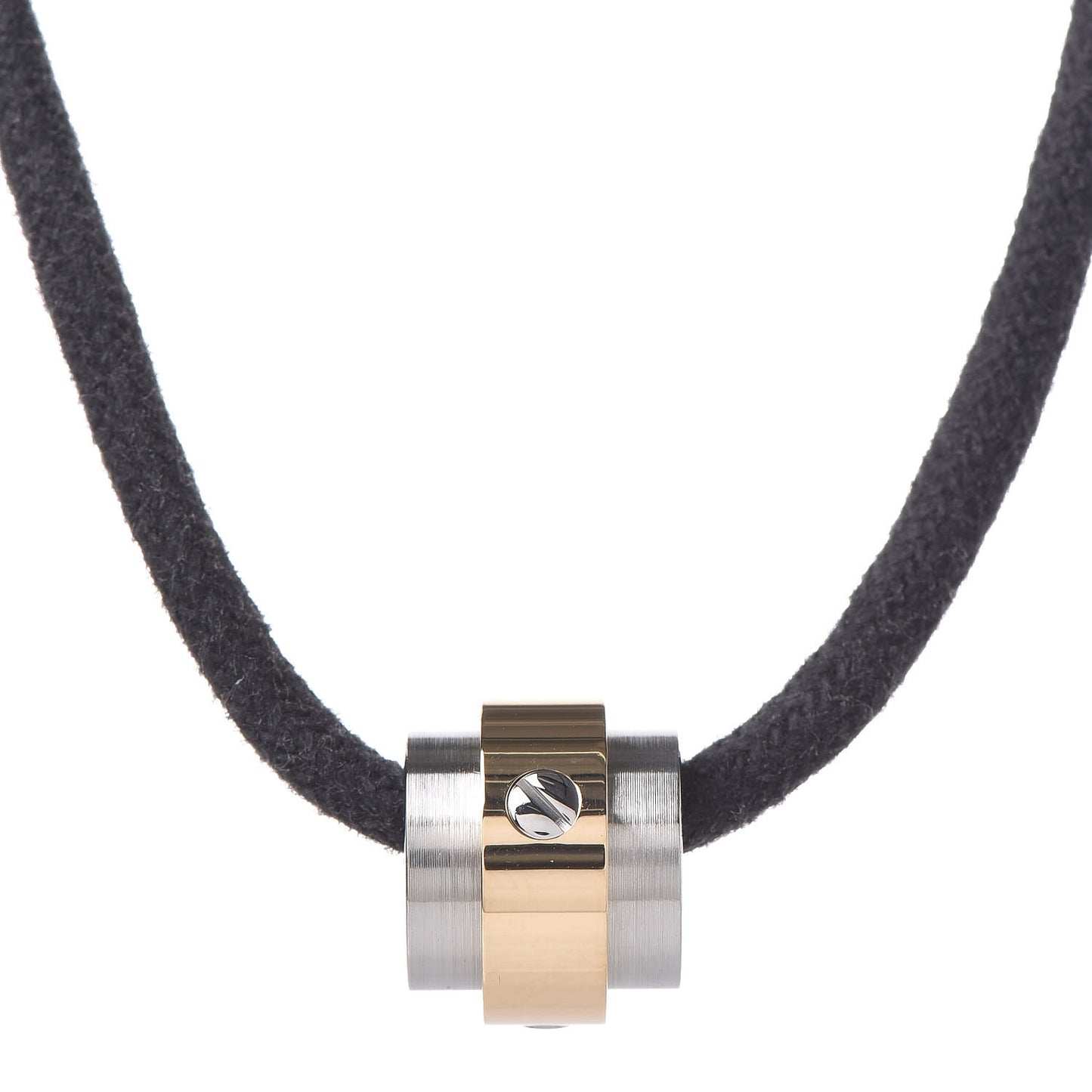 18K Yellow Gold Stainless Steel Santos Barrel Pendant Necklace