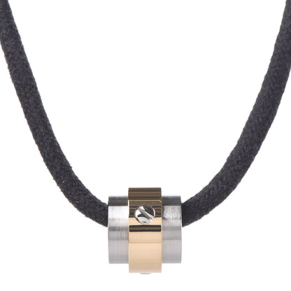 Cartier 18K Yellow Gold Stainless Steel Santos Barrel Pendant Necklace 4 of 7