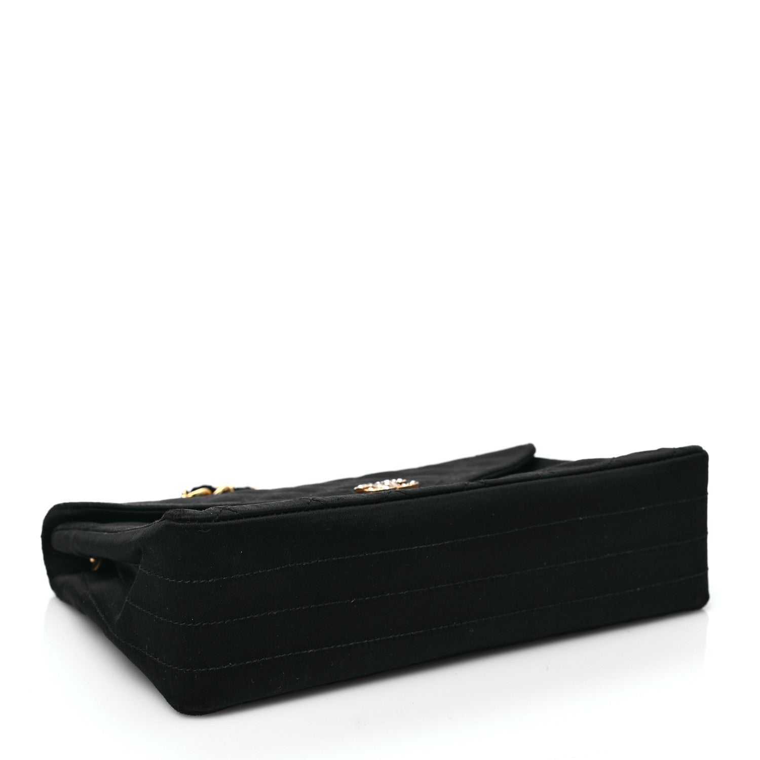 Chanel Satin Quilted Crystal Flap Black 4 of 9