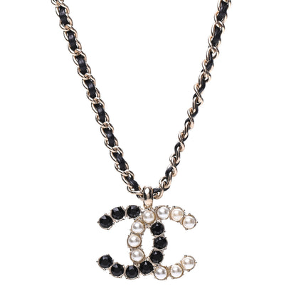 Chanel Lambskin Resin Pearl Dazzling Domino Short Necklace Gold Black 4 of 6