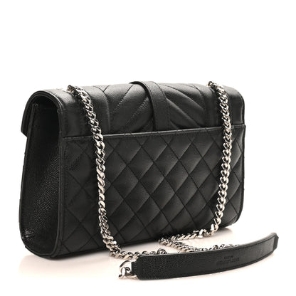 Saint Laurent Grain De Poudre Textured Mixed Matelasse Triquilt Small Monogram Satchel Black 3 of 9