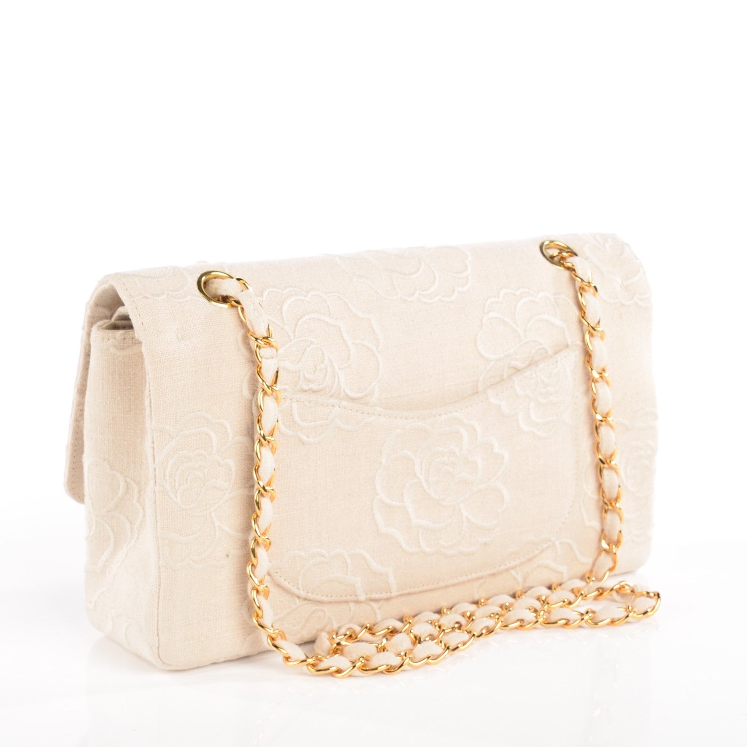 Chanel Canvas Camellia Embroidered Medium Double Flap Ivory 7 of 21