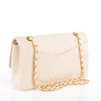 Chanel Canvas Camellia Embroidered Medium Double Flap Ivory 7 of 21