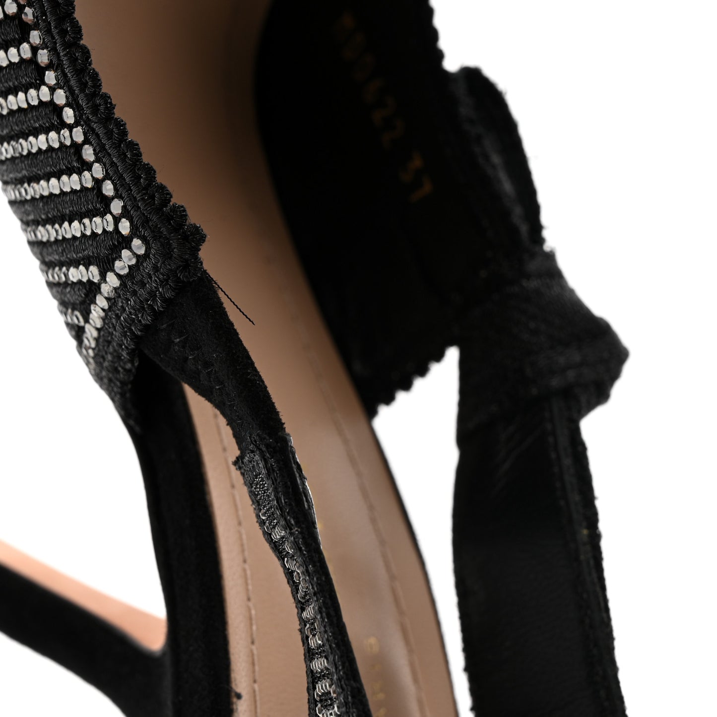 Cotton Laminated Strass J'Adior Slingback 100mm Pumps 37 Black