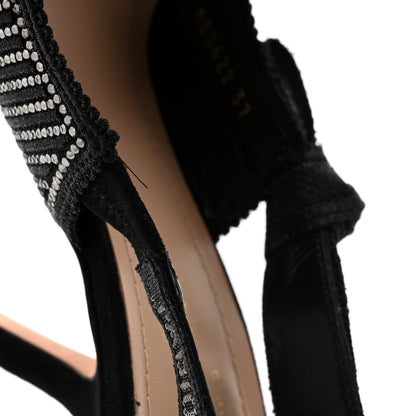 Christian Dior Cotton Laminated Strass J'Adior Slingback 100mm Pumps 37 Black 12 of 13