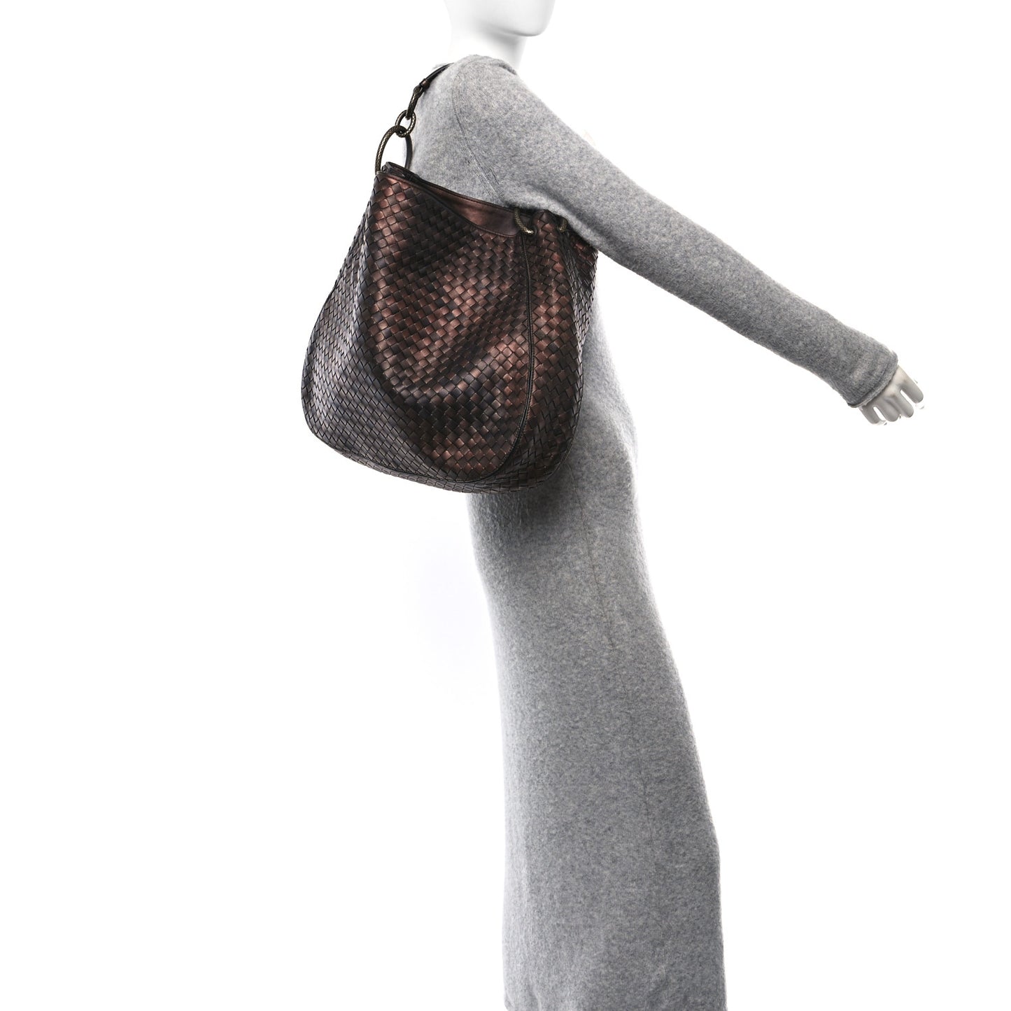 Nappa Intrecciato Small Loop Dark Bronze