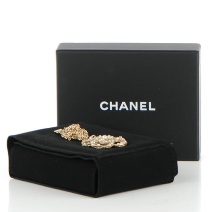 Chanel Pearl Crystal Large Camellia Pendant Necklace Light Gold 6 of 6
