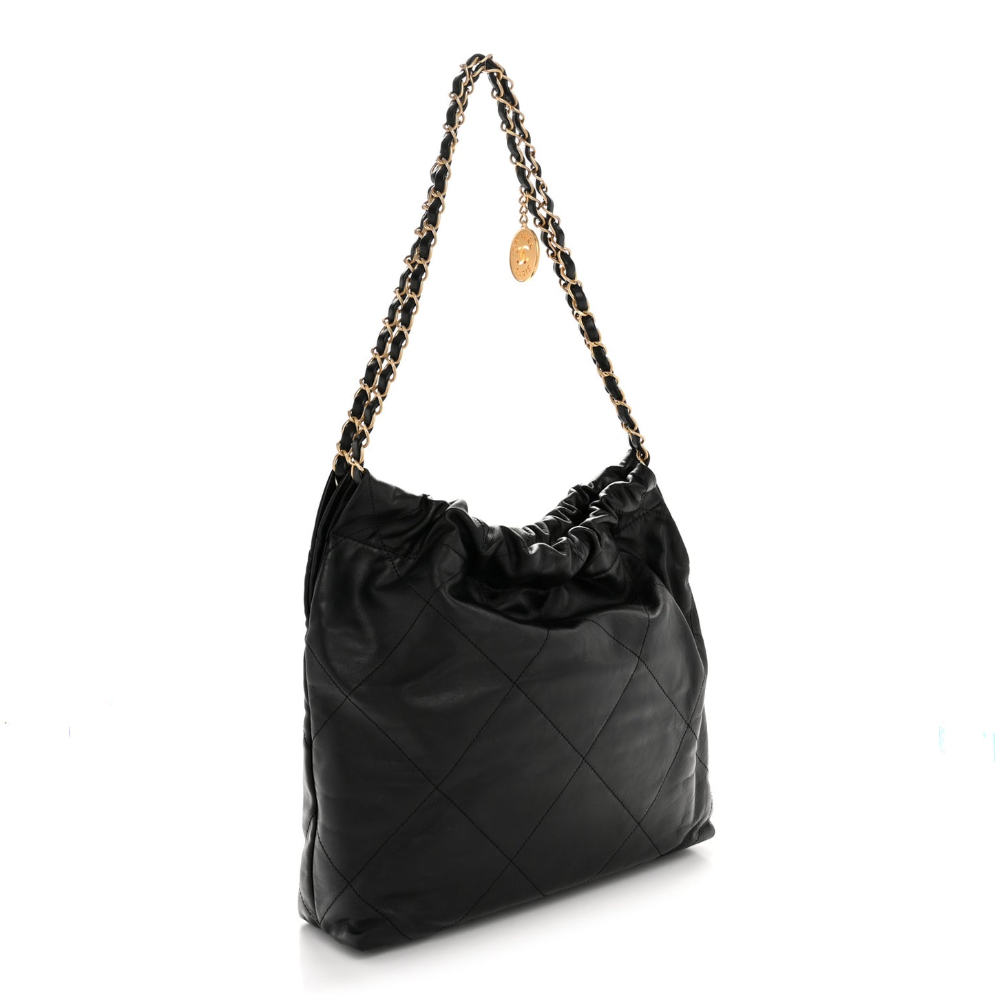 Shiny Calfskin Quilted Small Chanel 22 Black