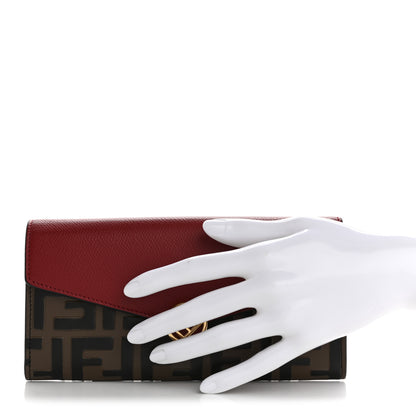 Fendi Vitello Cruise F is Fendi Bi-Color FF 1974 Embossed Continental Envelope Wallet Maya Black Fragola 2 of 7