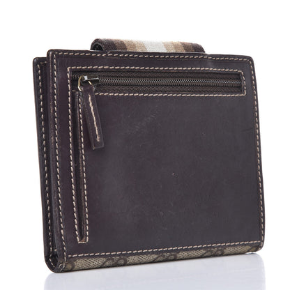 Gucci GG Monogram Ladies Web French Flap Wallet Brown 3 of 8