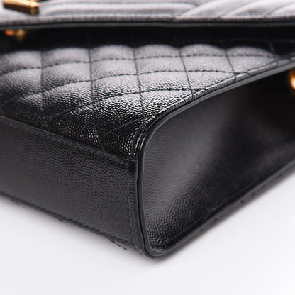 Saint Laurent Grain De Poudre Textured Mixed Matelasse Triquilt Medium Monogram Satchel Black 9 of 9