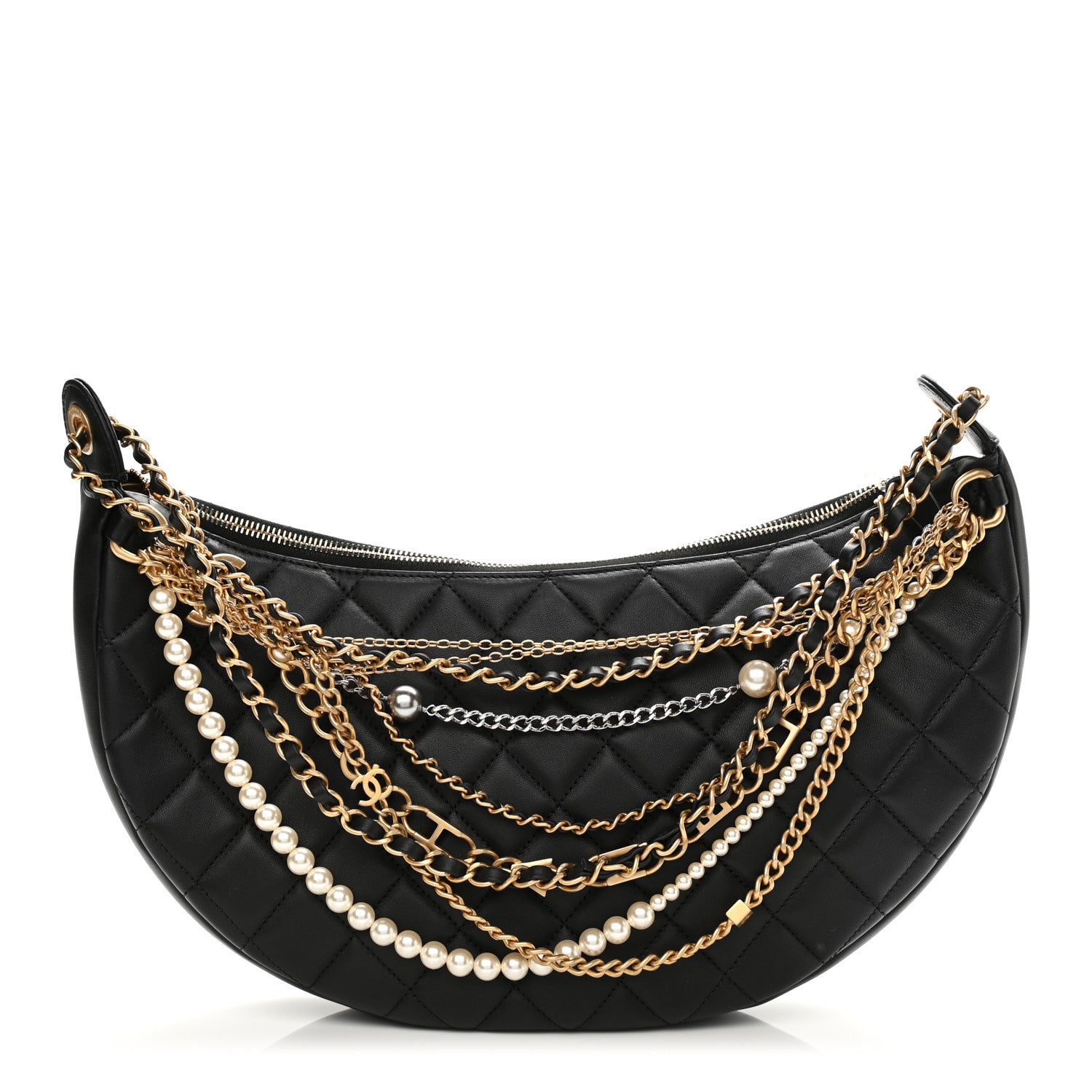 Chanel Lambskin Quilted All About Chains Hobo Black 2 of 21