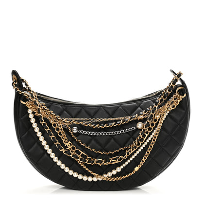 Chanel Lambskin Quilted All About Chains Hobo Black 2 of 21
