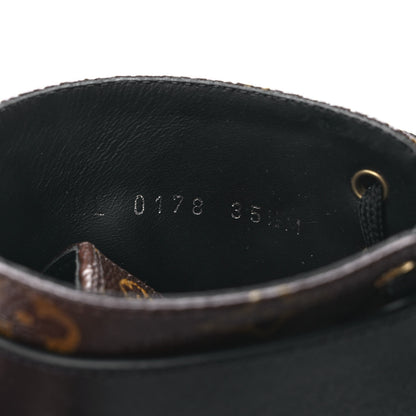 Louis Vuitton Calfskin Monogram Wonderland Flat Ranger Boots 35.5 Black 8 of 8