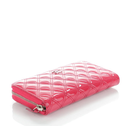 Chanel Patent Quilted Double Stitched Zip Around Wallet Pink 4 of 10