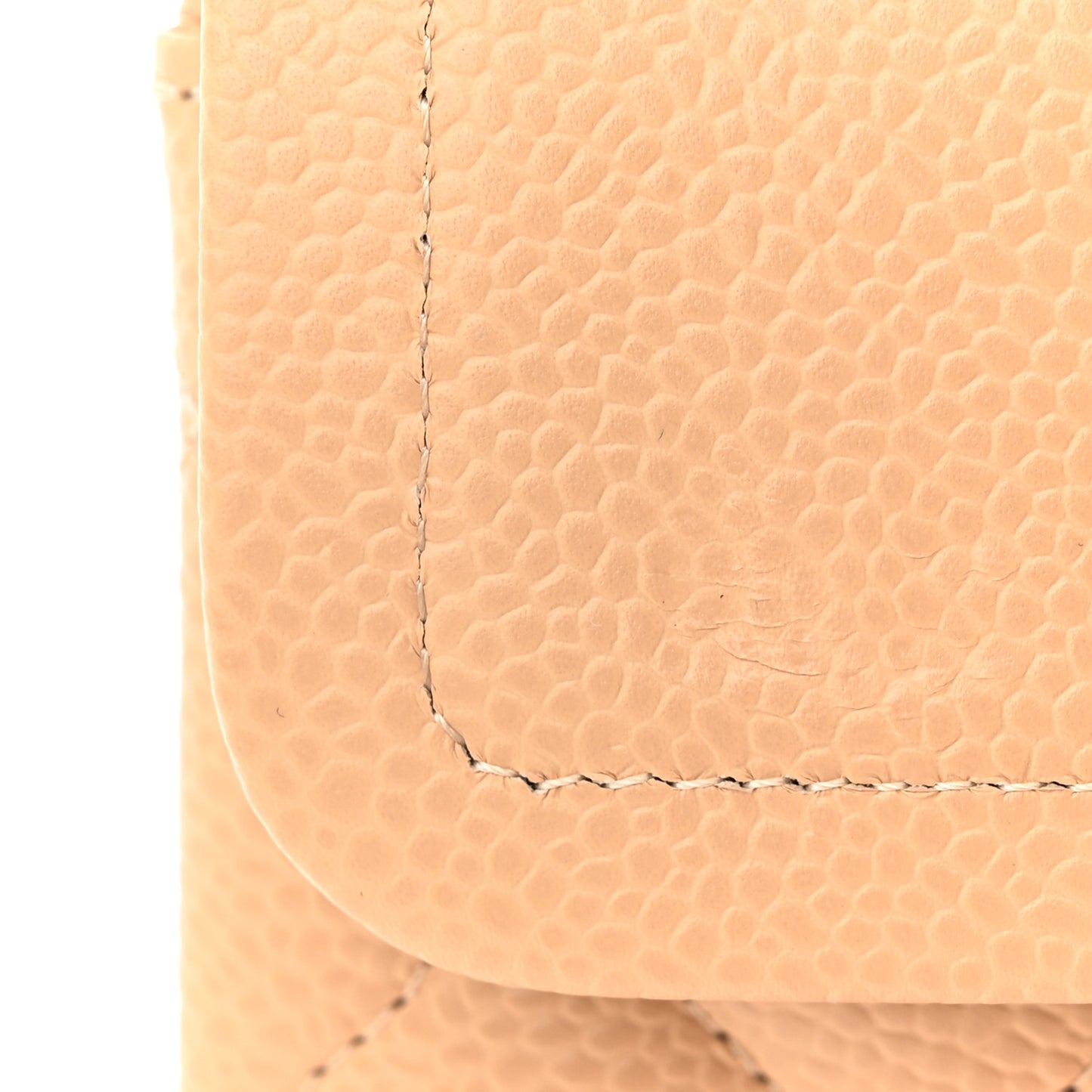Caviar Quilted Small Double Flap Beige