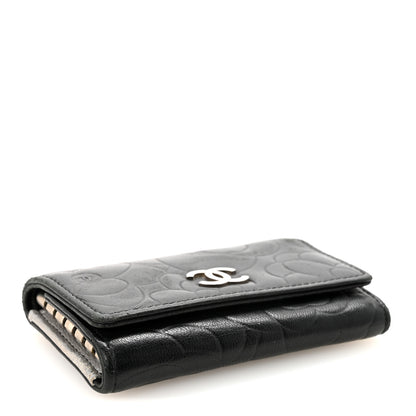 Chanel Lambskin Camellia Embossed 6 Key Holder Black 4 of 8