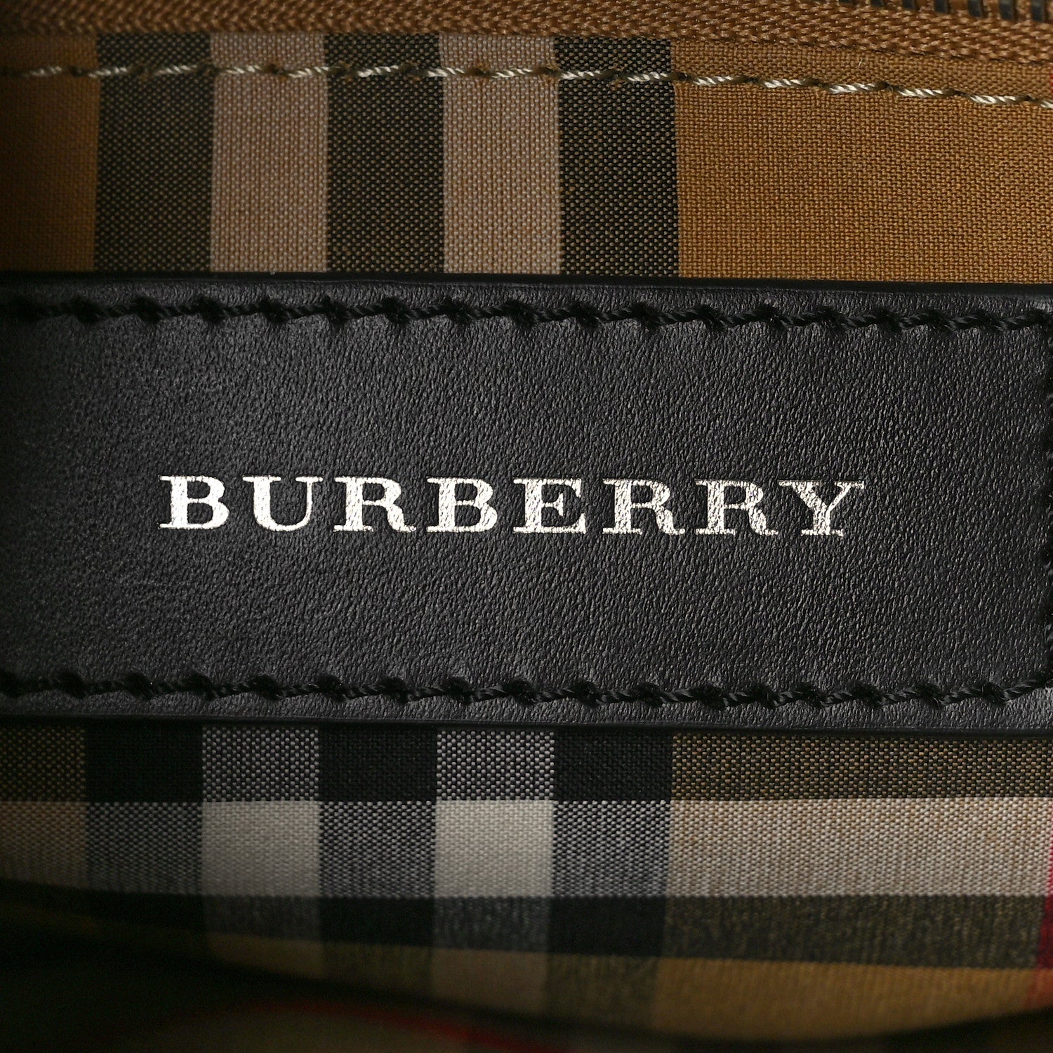 Burberry Grainy Calfskin Vintage Check Medium Banner Tote Black 5 of 7