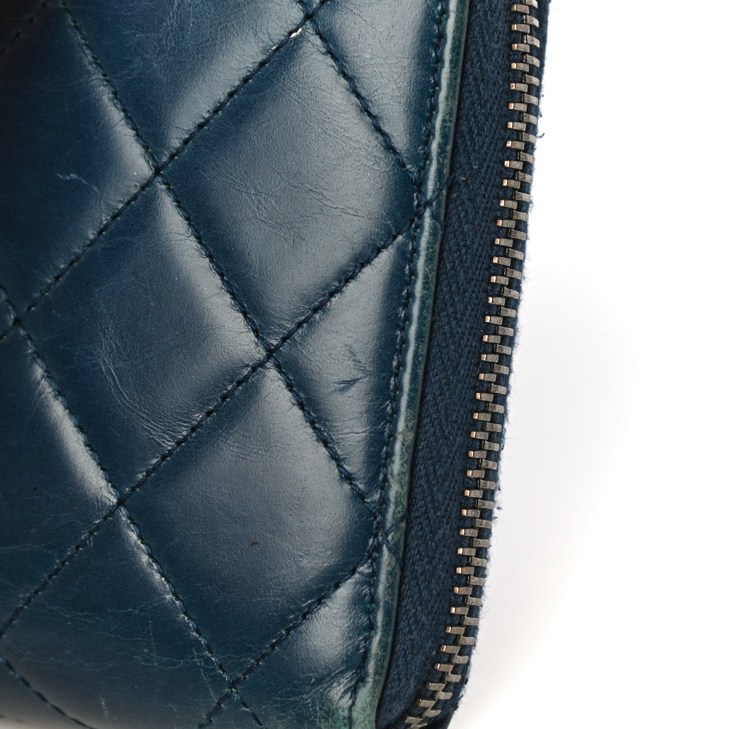 Chanel Glazed Calfskin Quilted Small Coco Boy Zip Around Wallet Blue 24 of 26