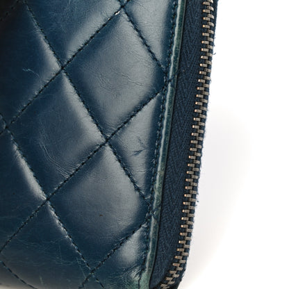Chanel Glazed Calfskin Quilted Small Coco Boy Zip Around Wallet Blue 24 of 26