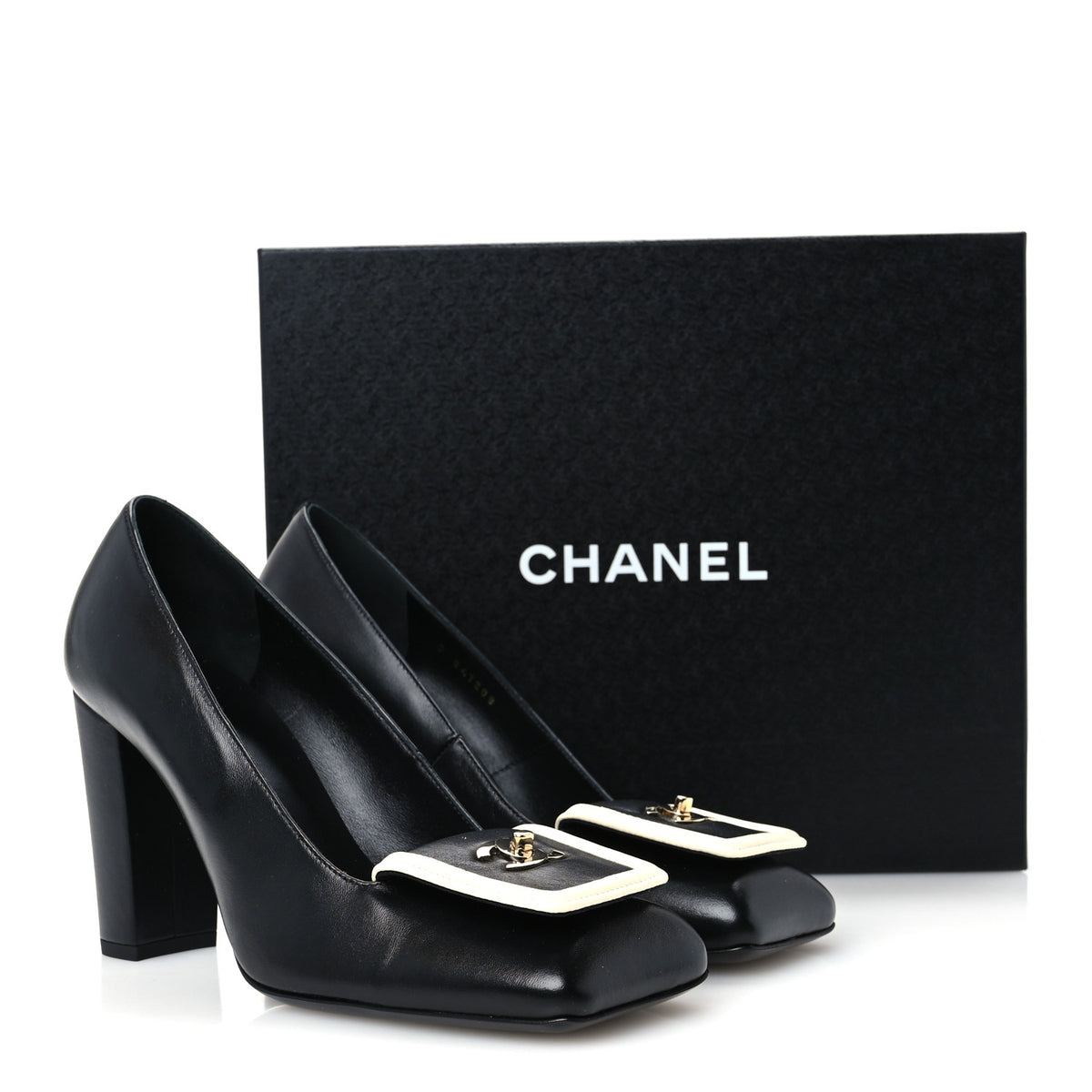 Chanel Lambskin Turnlock CC Pumps 39 Black Ivory 10 of 10