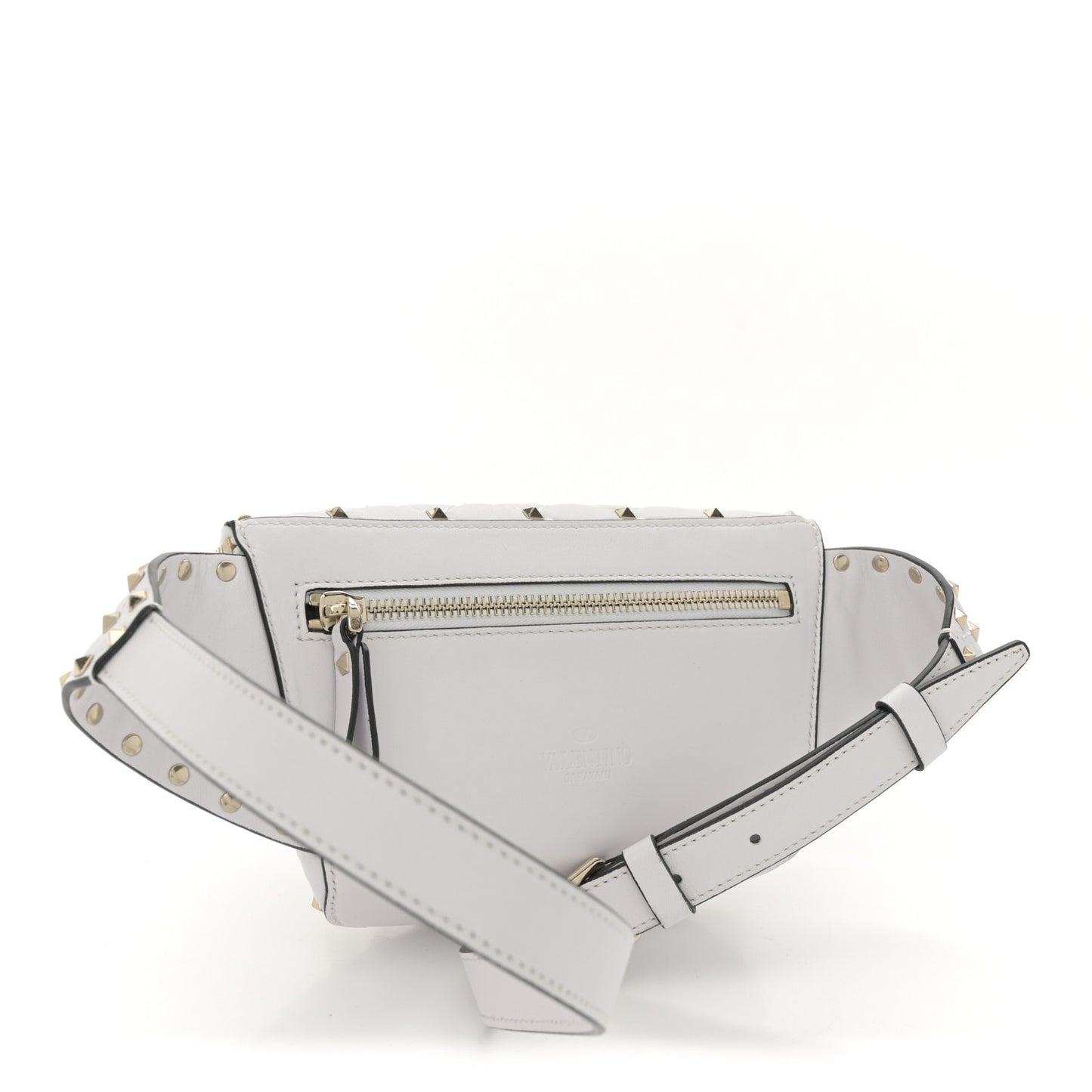 Lambskin VLTN Rockstud Spike It Belt Bag 85 White Black