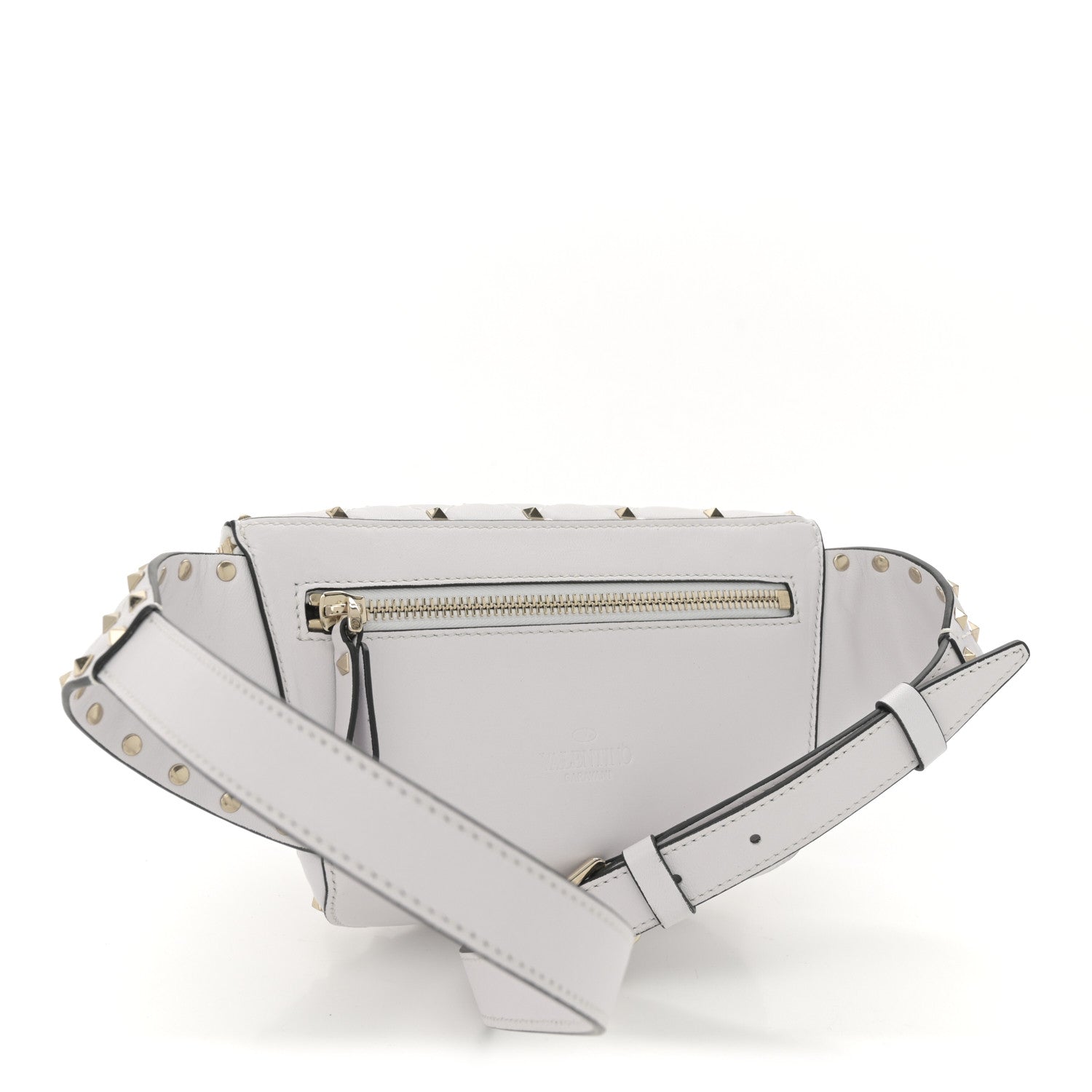 Valentino Garavani Lambskin VLTN Rockstud Spike It Belt Bag 85 White Black 3 of 9