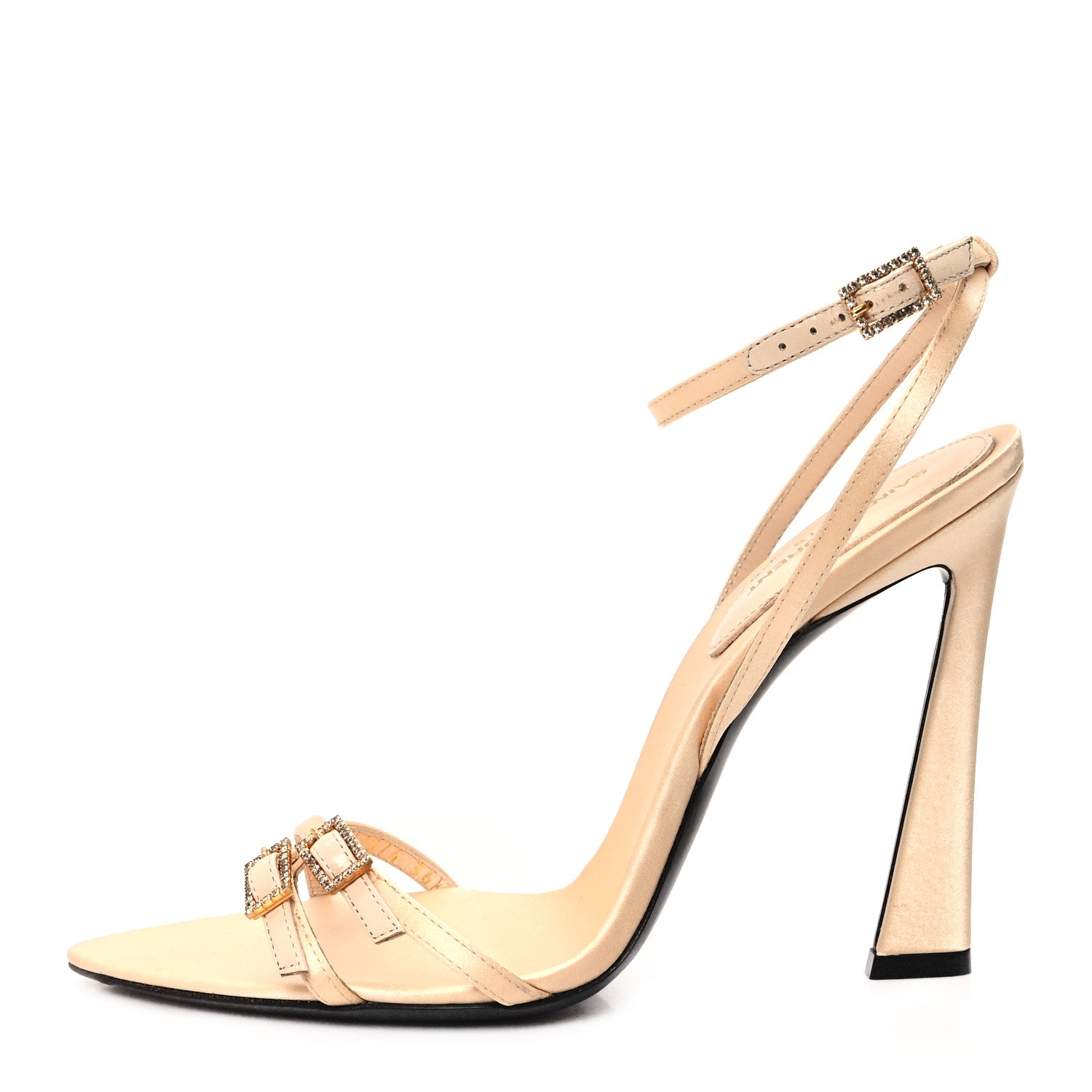 Saint Laurent Crepe Satin Crystal New Nuit 110 Sandals 36.5 Soft Nude 1 of 10
