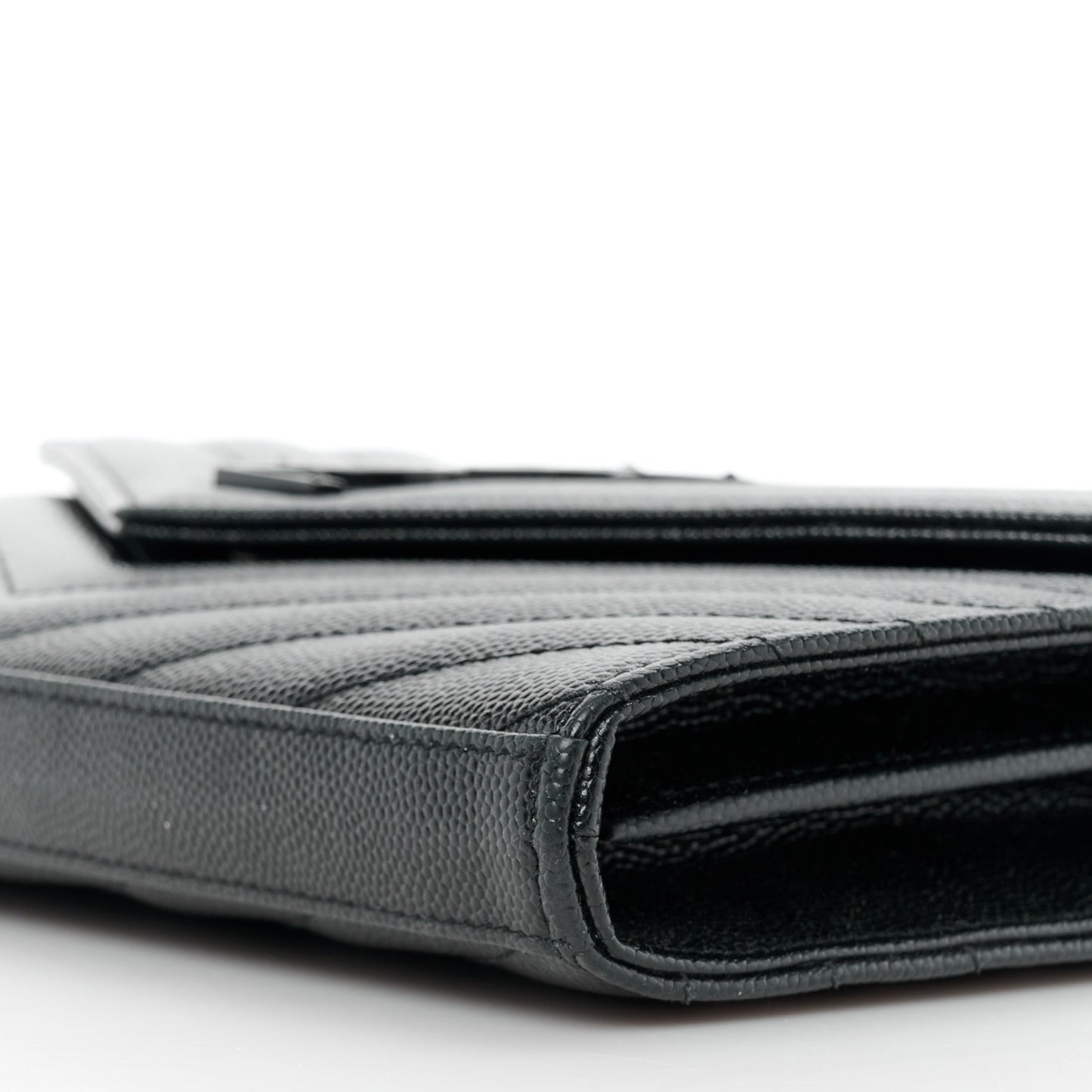 Grain De Poudre Matelasse Chevron Monogram Monochrome Chain Wallet Black