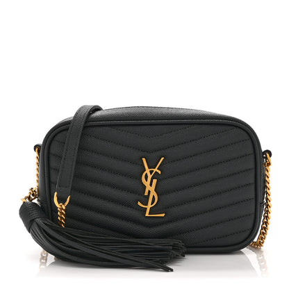 Saint Laurent Grain De Poudre Matelasse Monogram Mini Lou Camera Bag Dark Smog 1 of 11