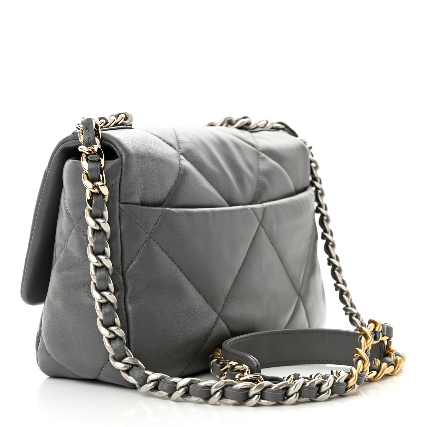 Lambskin Quilted Medium Chanel 19 Flap Dark Grey