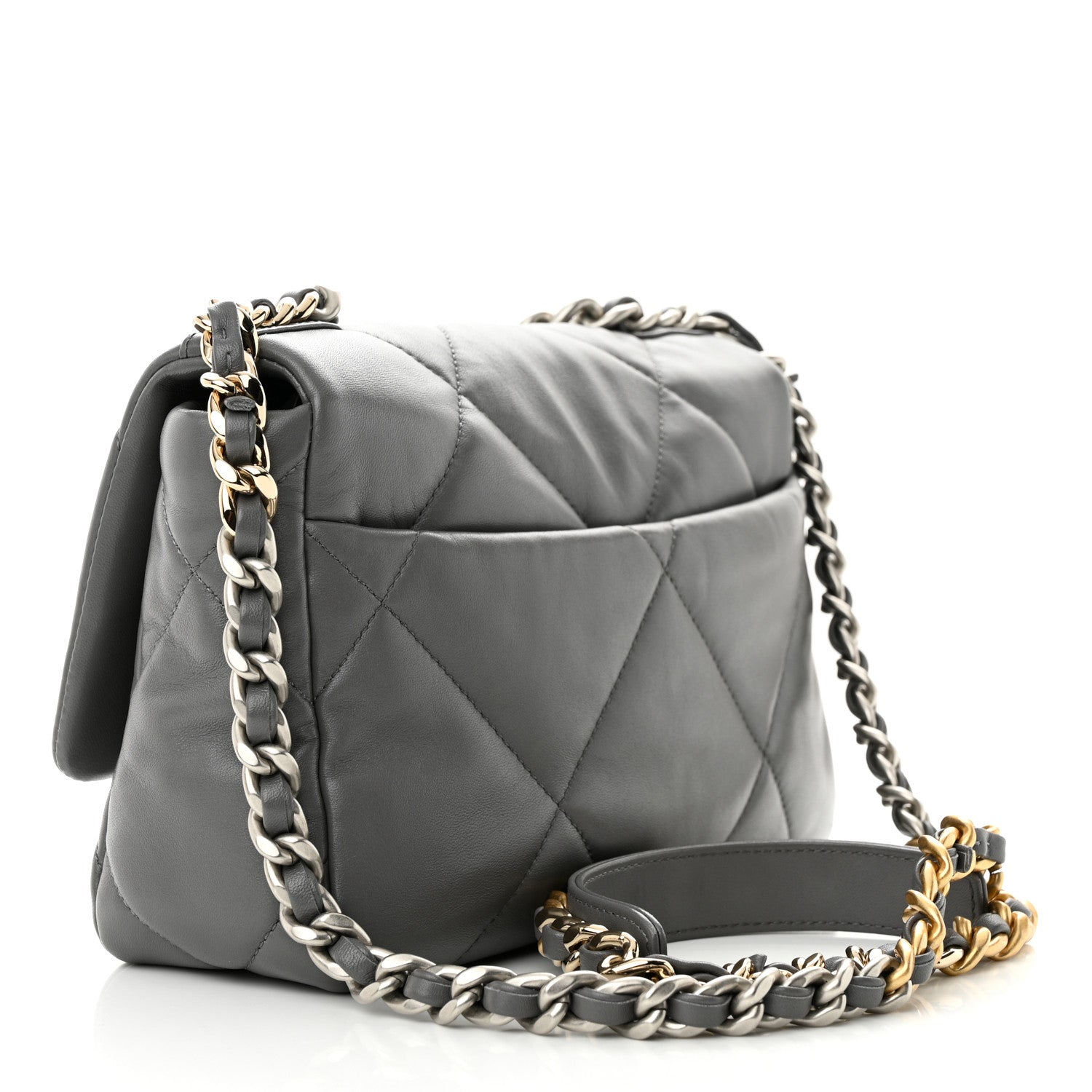 Chanel Lambskin Quilted Medium Chanel 19 Flap Dark Grey 3 of 10