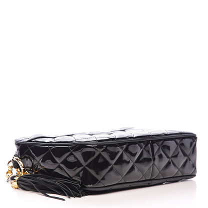Chanel Patent Quilted Tassel Camera Case Black 4 of 14