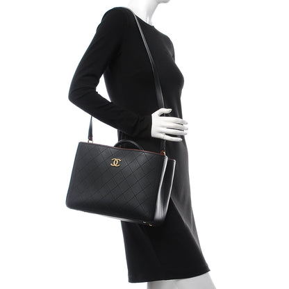 Chanel Bullskin Stitched Bi-Color Medium Shopping Tote Black 2 of 9