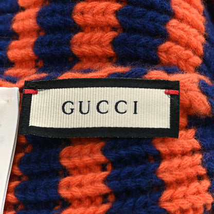 Gucci Wool Knit Bee Embroidered K2 Beanie Hat 58 Orange Blue 4 of 4
