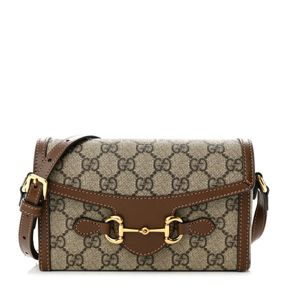 Gucci GG Supreme Monogram Mini Horsebit 1955 Shoulder Bag Beige Brown Sugar 1 of 13