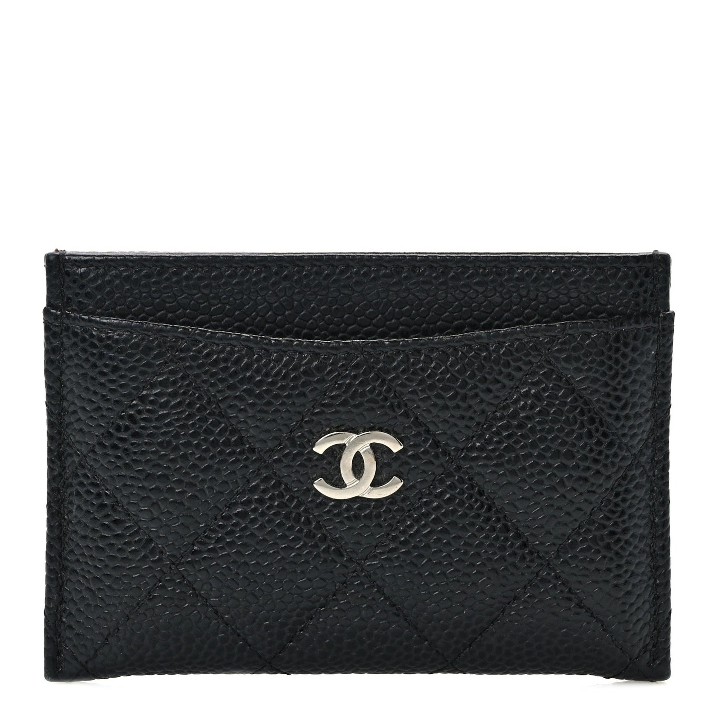 Caviar Quilted Card Holder Black