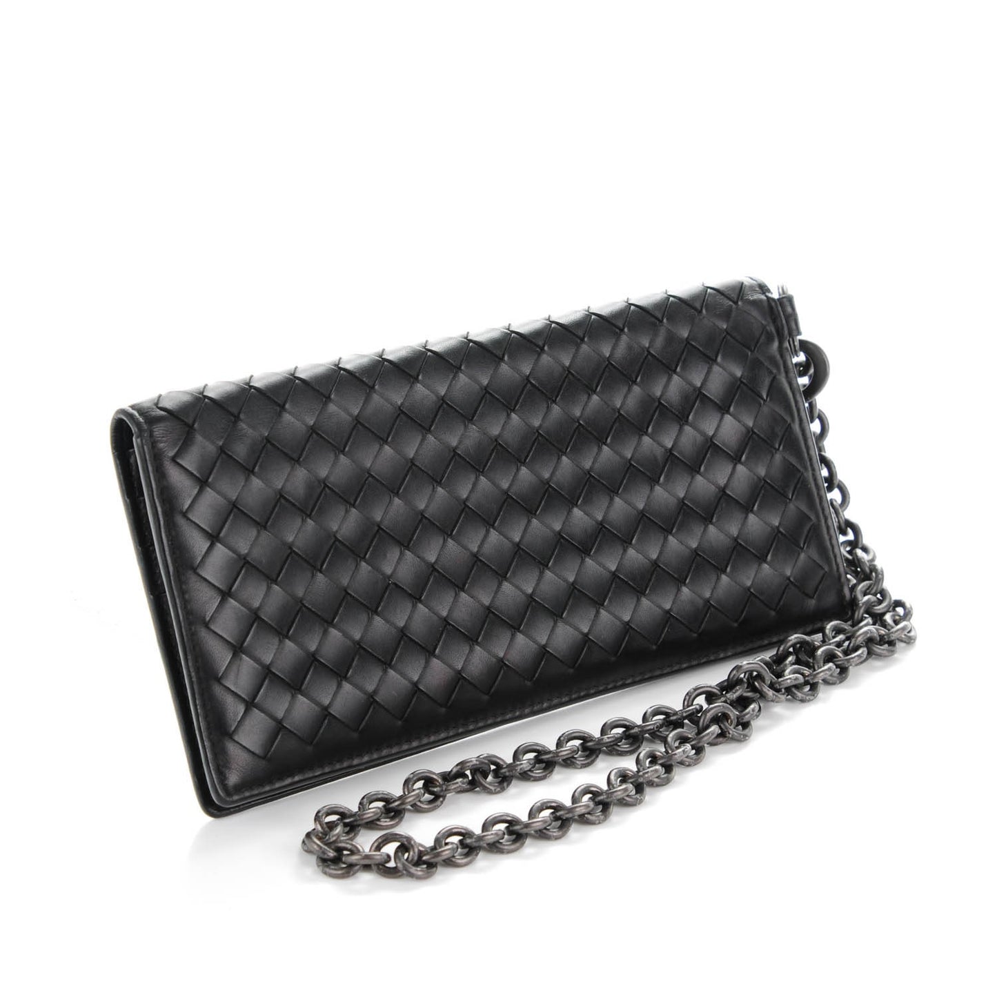 Nappa Intrecciato Continental Wallet on Chain Nero Black