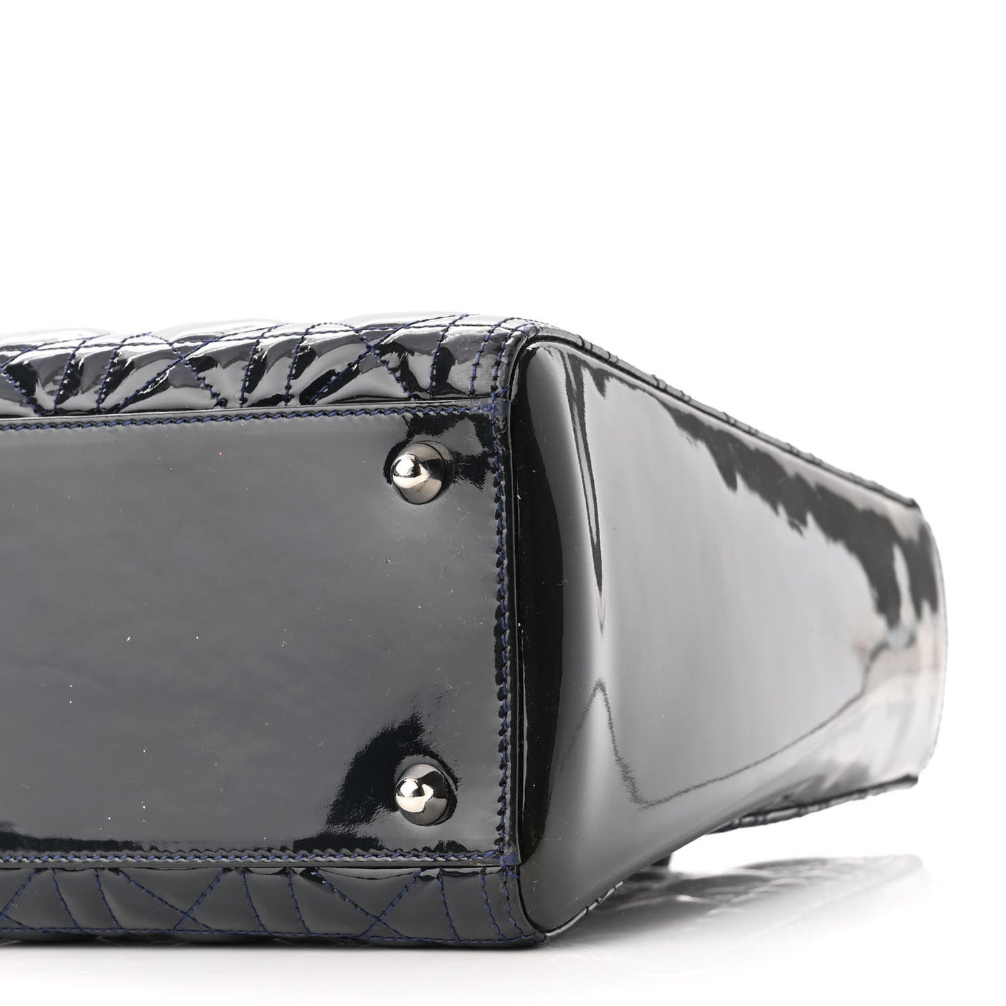 Patent Cannage Large Lady Dior Navy Blue