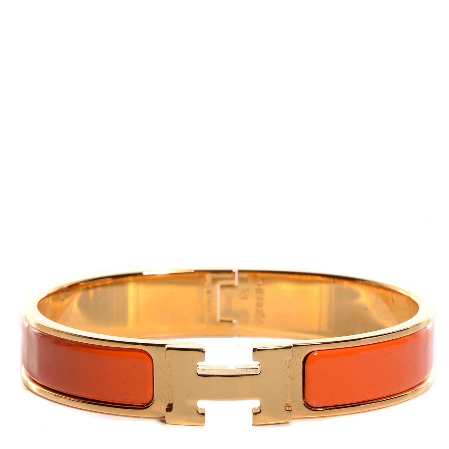 Hermes Enamel Narrow H Bracelet PM Orange 1 of 6