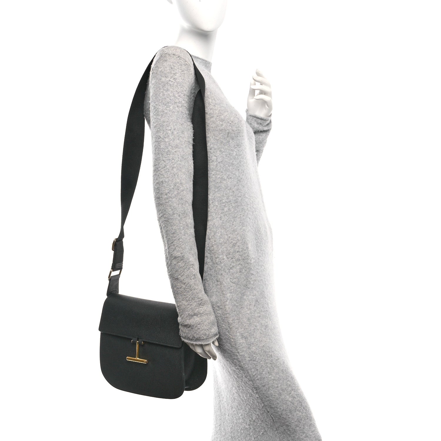 Tom Ford Calfskin Medium T Clasp Tara Crossbody Bag Black 3 of 10