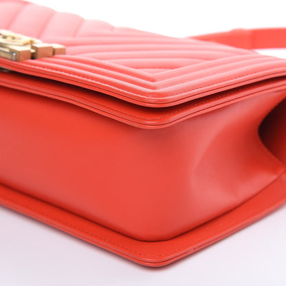 Chanel Calfskin Chevron Quilted Medium Boy Flap Red 9 of 11