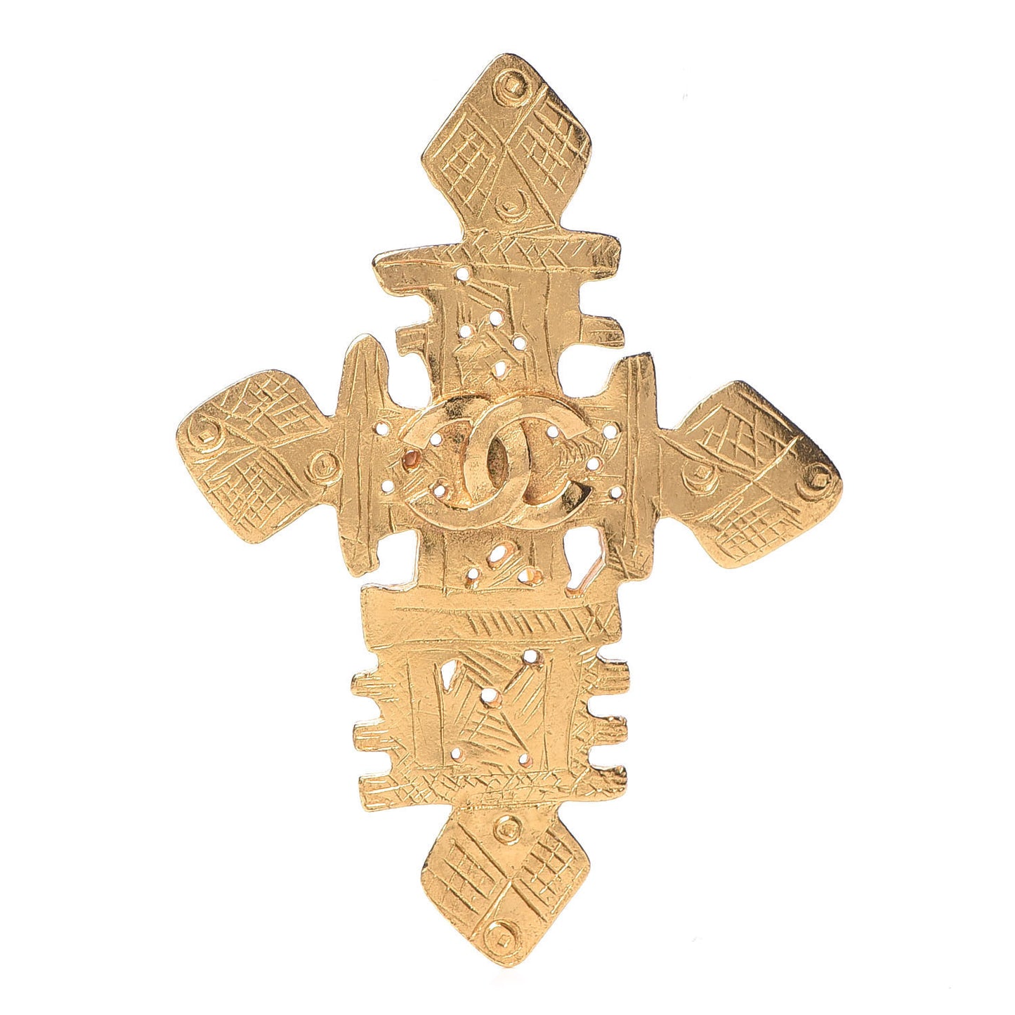 CC Cross Brooch Gold