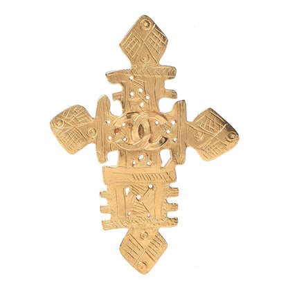 Chanel CC Cross Brooch Gold 1 of 5