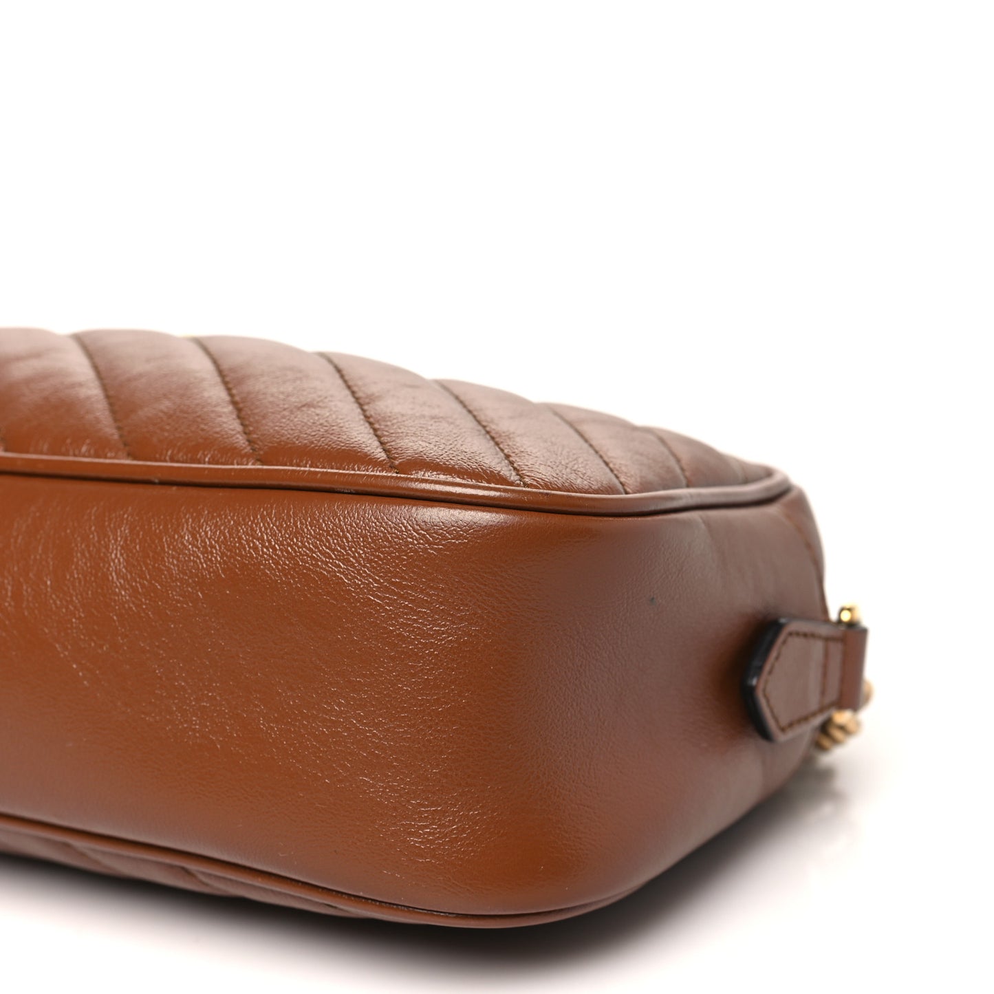 Glazed Calfskin Matelasse Diagonal Small GG Marmont Chain Shoulder Bag Cuir
