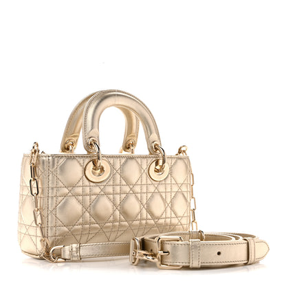 Christian Dior Metallic Lambskin Cannage Small Lady D-Joy Gold 2 of 9