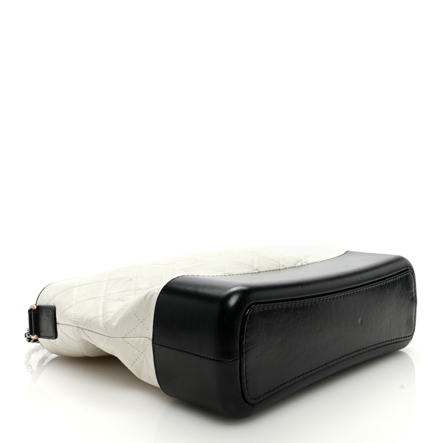Aged Calfskin Quilted Large Gabrielle Hobo White Black