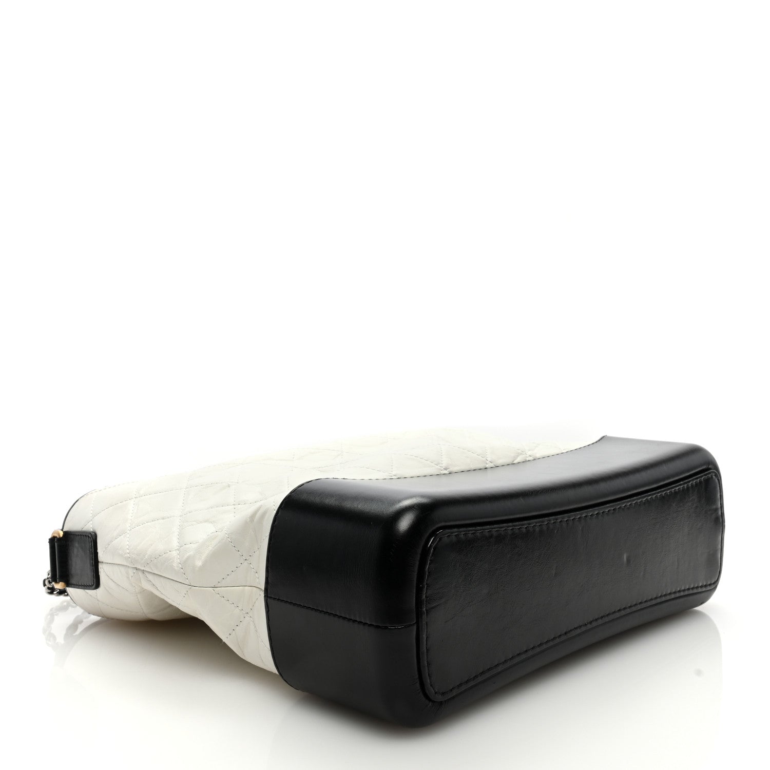 Chanel Aged Calfskin Quilted Large Gabrielle Hobo White Black 4 of 9